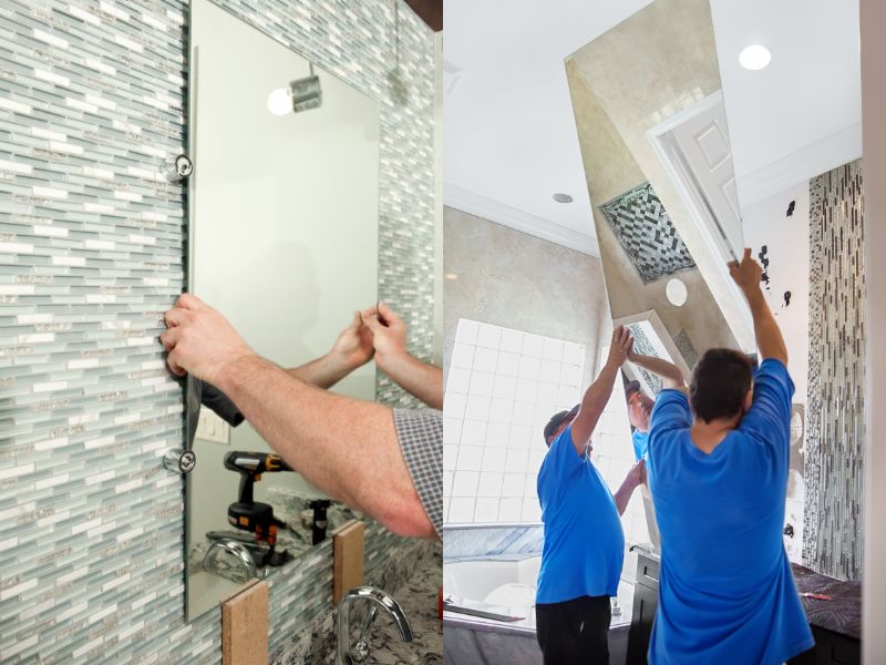 Không lắp gương không viền mà không có biện pháp bảo vệ