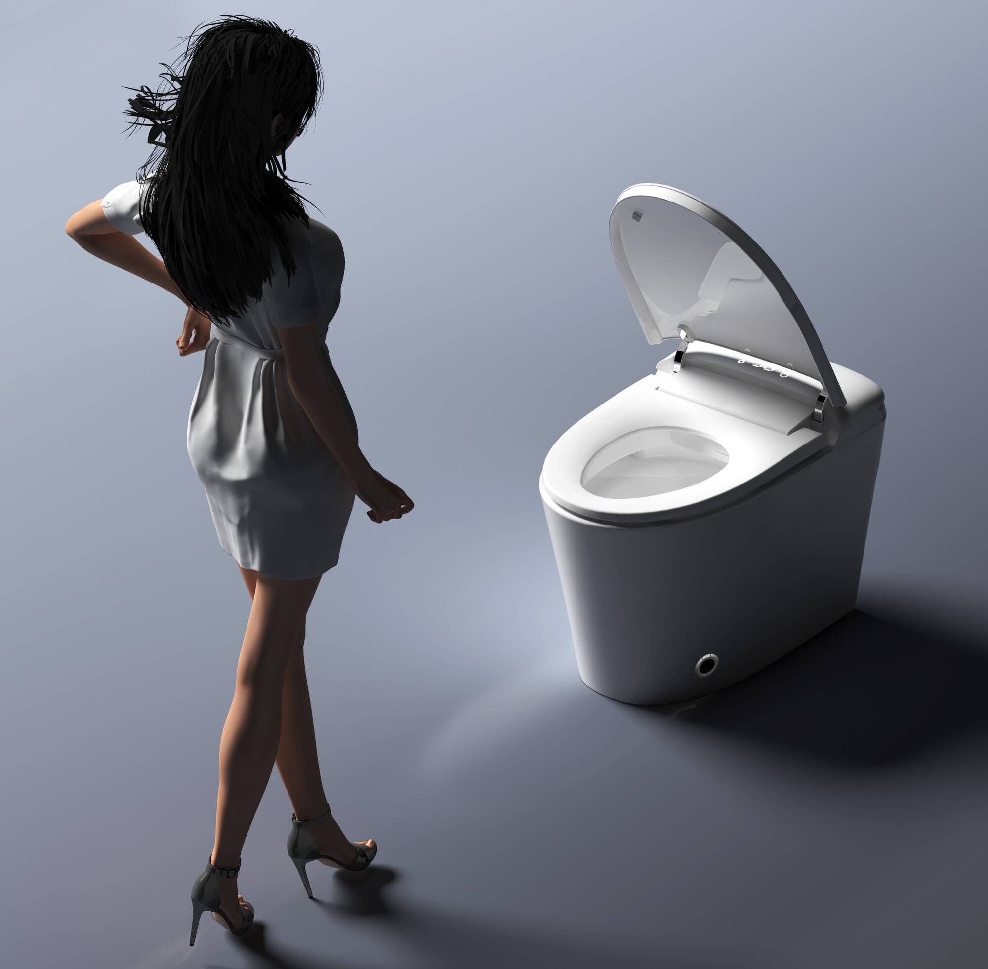 Tự động xả nước và đóng/mở nắp 