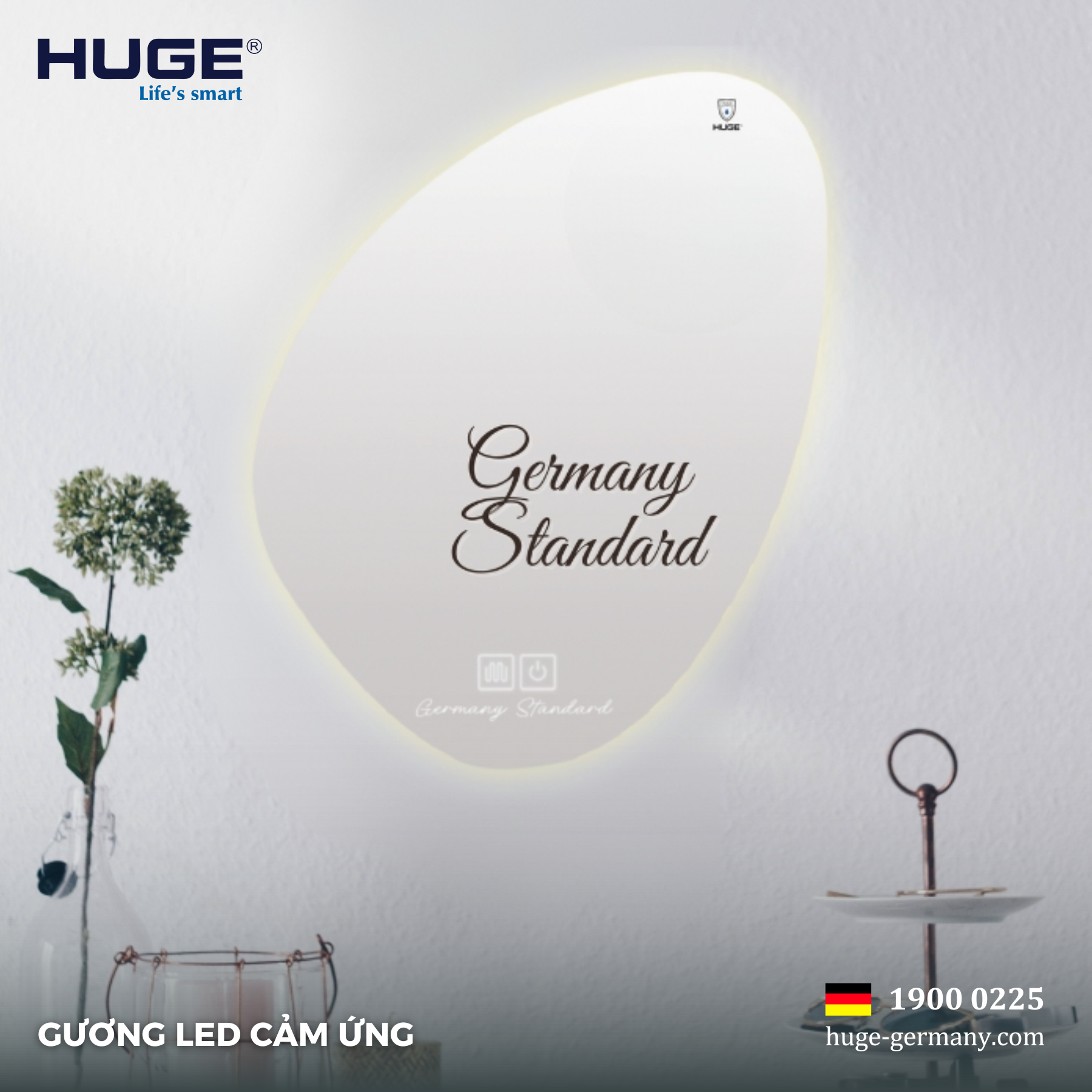 Gương LED cảm ứng tích hợp sấy gương