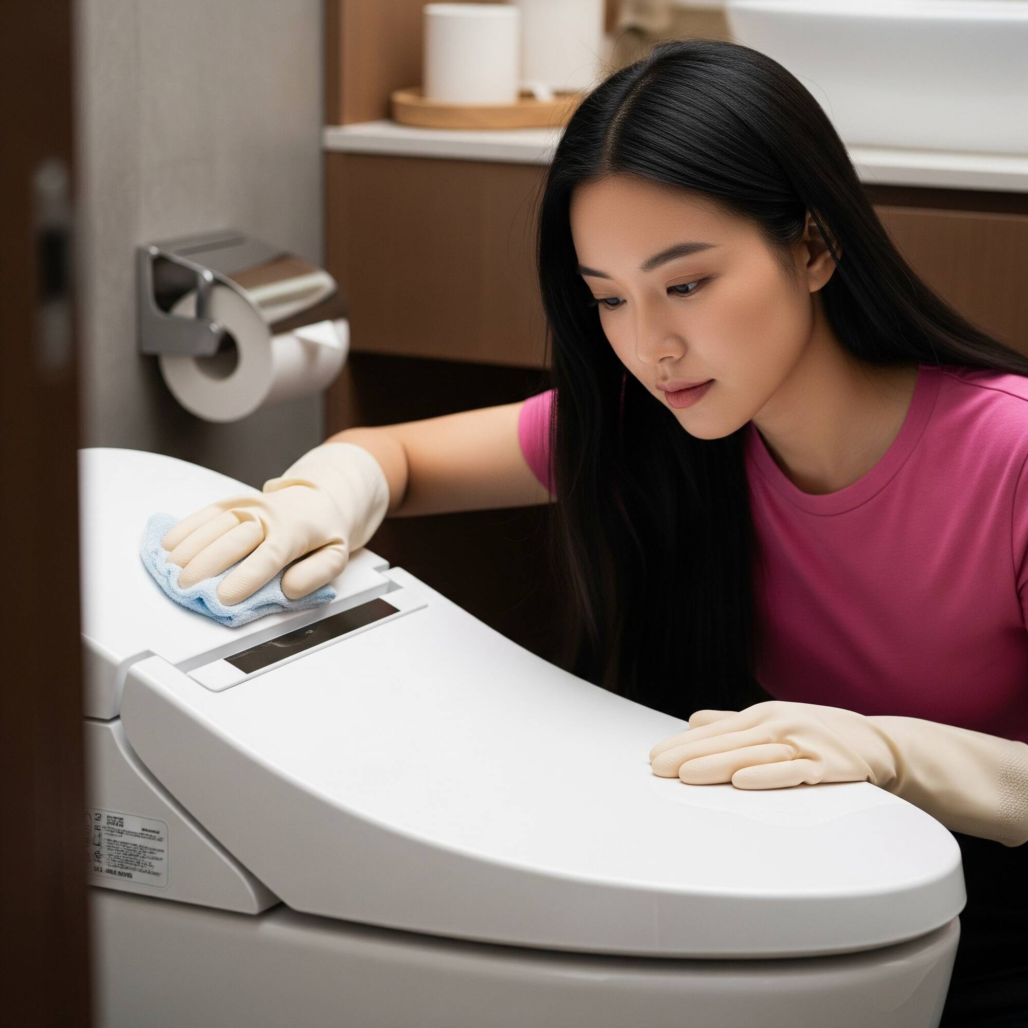 Vệ sinh bề mặt bồn cầu thông minh đúng cách bằng khăn mềm