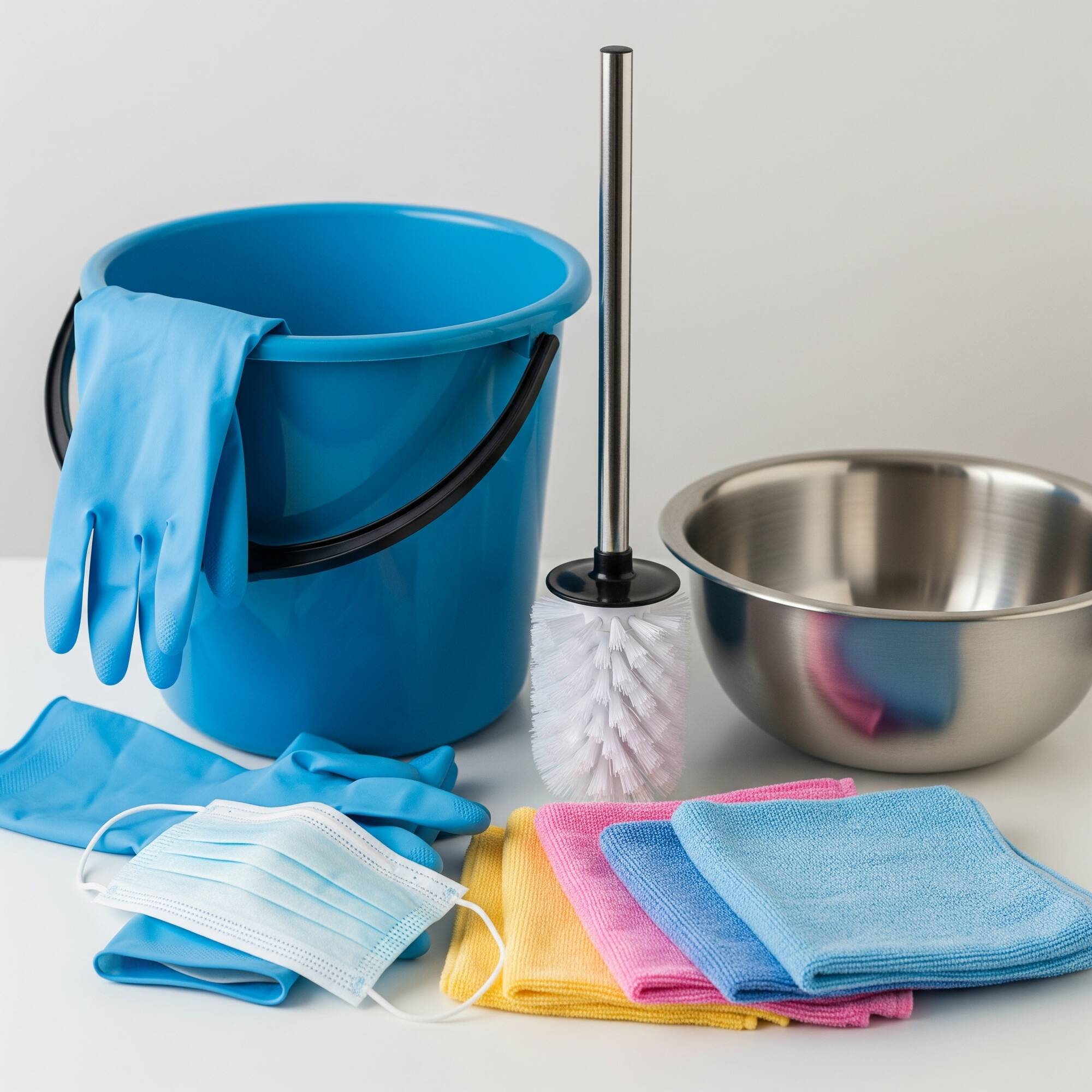 Chuẩn bị nguyên liệu và dụng cụ cho các mẹo khử mùi nhà vệ sinh mới xây.